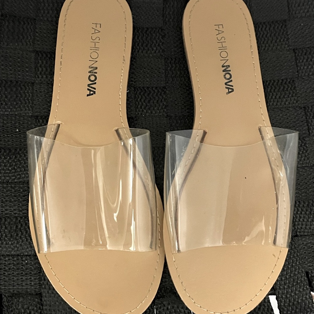 Fashion nova clear slippers